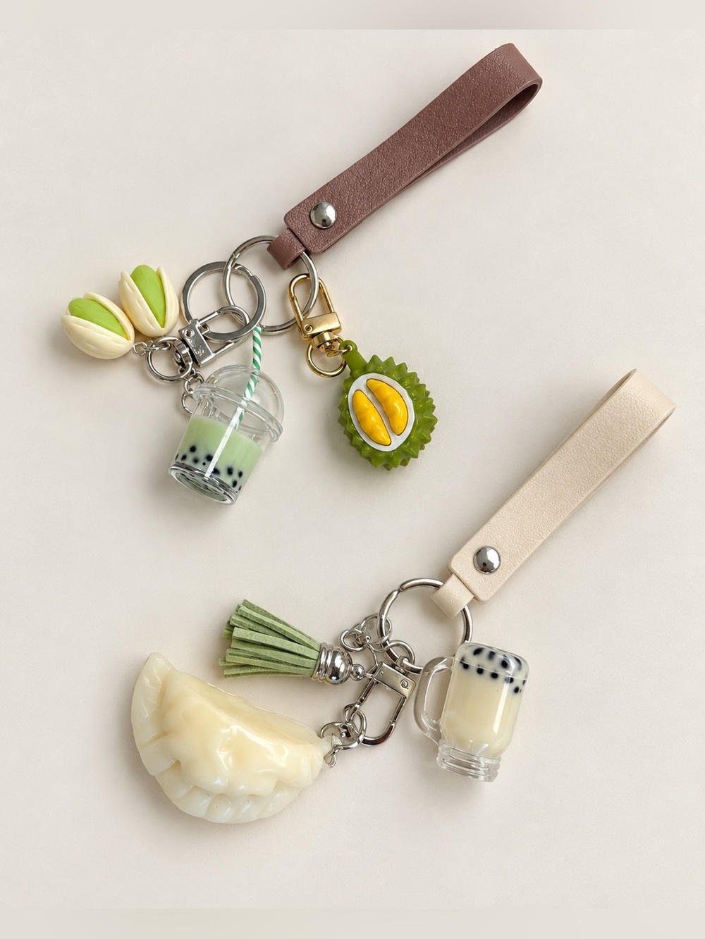 BFF Friendship Keychain Set of 2 | Boba Tea Dumpling Durian Kawaii Bag Charms